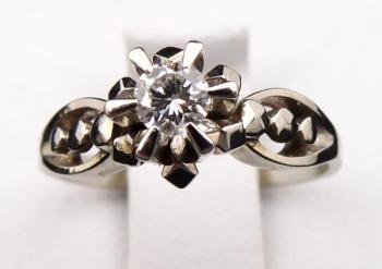 Art-Deco-Ring, Weißgold, Diamant 0,15 ct