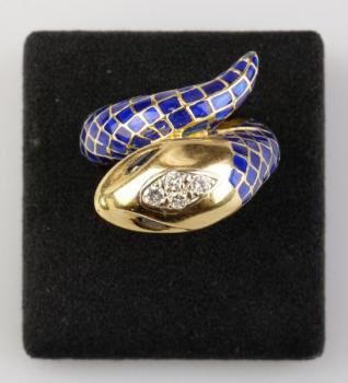 Ring - Emaille, Gelbgold - 1980