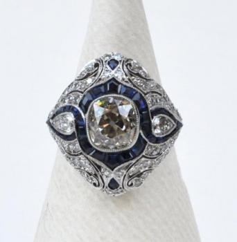 Platin Ring - Platin, Diamant - 1950