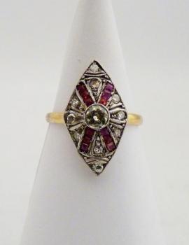 Ring mit Edelstein - Gold, Diamant - 1930